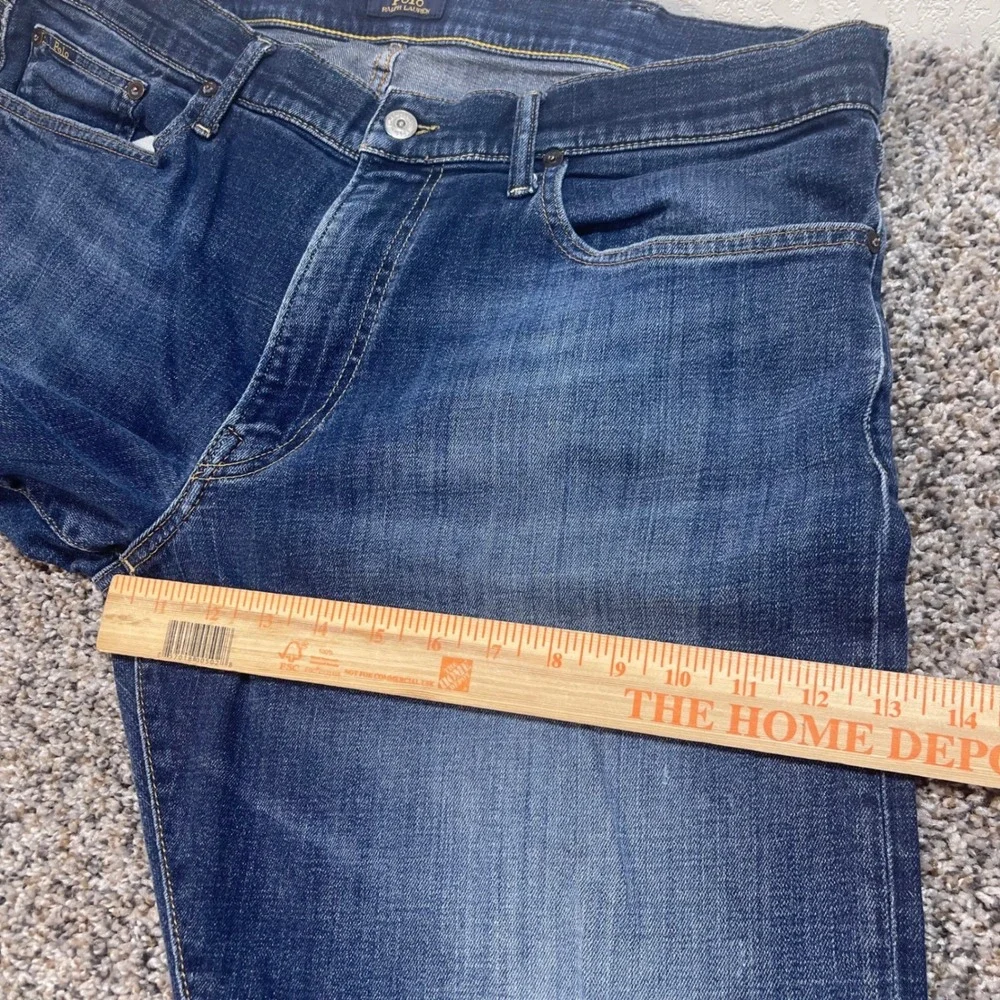 Polo Ralph Lauren Men's 38x31 Varick Slim Straight‎ Jeans Dark Wash Blue Denim